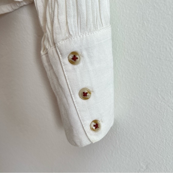 Anthropologie Meadow Rue Daphne Embroidered Blouse Ivory Size 2 - Picture 3 of 5